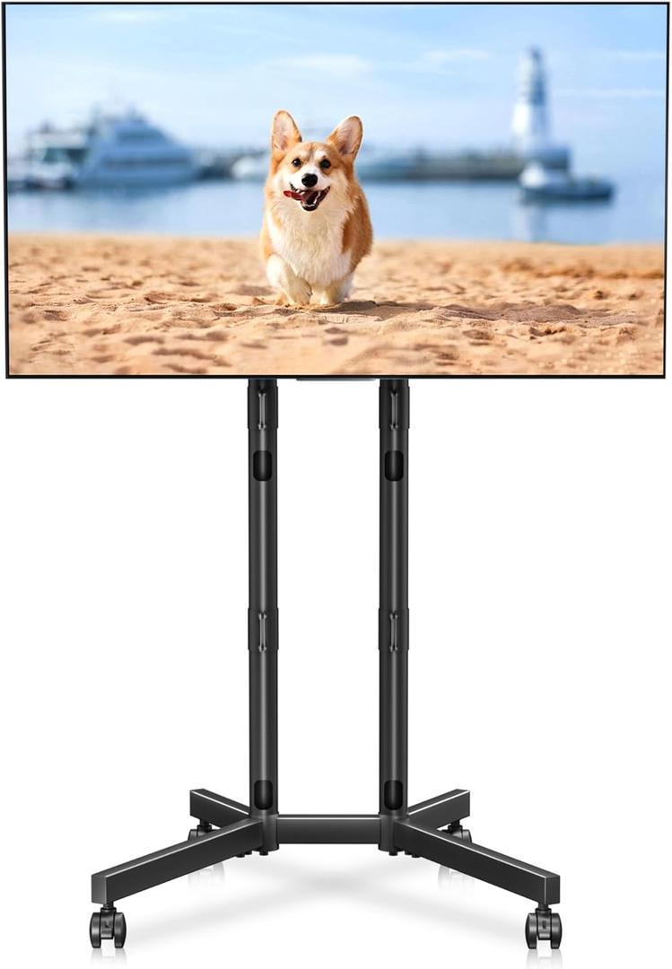Mobile TV Stand with Wheels for Most 32-75 Inch Flat/Curved Screens TVs, Height Adjustable Rolling TV Cart Without Shelf, up to 88 lbs, Max VESA 600x400, ML70A