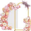 Arch Backdrop Stand and Cover Set, 6.6 x 3.3FT Gold Metal Wedding Arch for Ceremony, Heavy Duty Balloon Arch Stand with White Spandex Cover for Birthday Party, Baby Shower, Graduation, Event Decor
