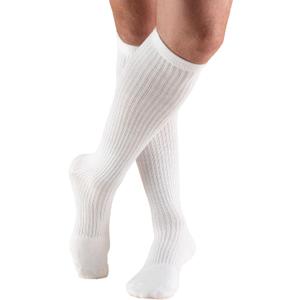 Truform Compression Socks, 15-20 mmHg, Men's Gym Socks, Knee High Over Calf Length, White, Large