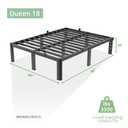 Cozy City Queen Bed Frame, 18 Inch Heavy Duty Steel Platform, Noise-Free