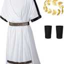 HADOLLWELL Kids Greece Toga Costume for Boys Ancient Greek Rome Mythos Philosopher Senate holaween Cosplay 12-13 Years White
