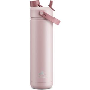 POWCAN 26 oz Insulated Water Bottle with 2-in-1 Straw and Spout Lid, Keep Cold 24H, Leak-Proof, Fits in Car Cup Holder, Stainless Steel Water Bottle for Sports, Travel, Gym, and School (Dried Rose)