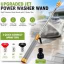 Jet Nozzle Power Sprayer for Garden Hose, 3 Nozzle Wand, Pocket Hose Arrow Pressure Washer Attachment for Car Washing, Patio and Outdoor Cleaning (Grey)