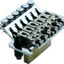 Double Rocking Tremolo Bridge, 6 String Electric Guitar Spring Stabilizer Device Double Vibrato System Tailpiece Saddle Playing Accessories Replacement (S1000 Chrome, 42mm String Lock Length)