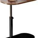 C Shaped End Table, Adjustable Height TV Tray, Swivel Couch Side Table That Slides Under (Walnut)