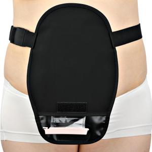 Waterproof Ostomy Bag Cover Belt Soft Adjustable Colostomy Bag Pouch Covers Washable Stoma Urostomy Ileostomy Protective Supplies Reusable Leak-proof Odour Masking Noise Reduction Shower Guard (Black with Large Pouch)