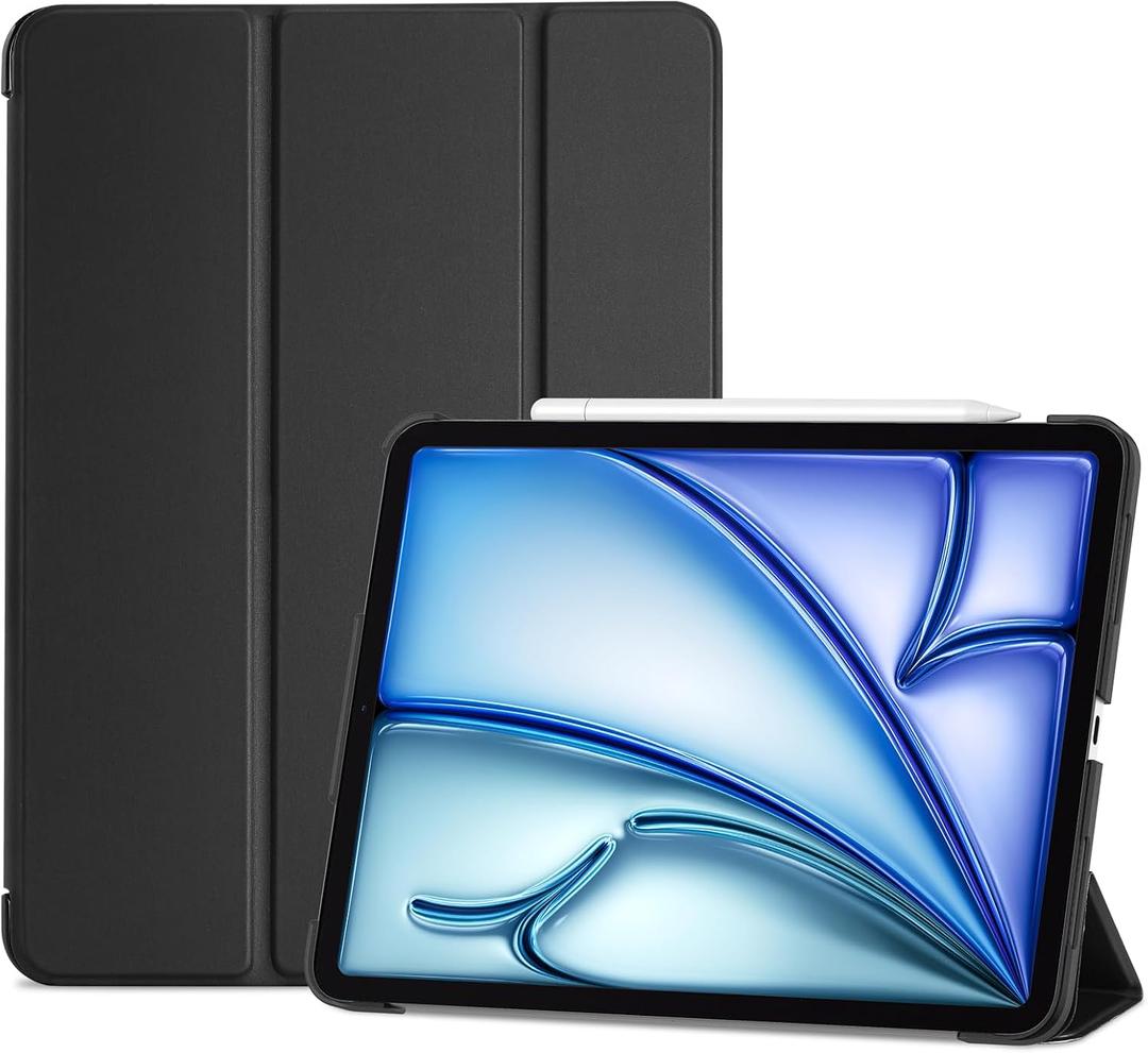 ProCase Smart Case for iPad Air 11-inch M4 (2026, 8th Gen) / M3 (2025) / M2 (2024) & 10.9 Inch iPad Air 5th (2022) & 4th (2020) Protective Hard Back Cover with Auto Sleep/Wake - Black | M3, M2, 2025, 2024, 2022, 2020