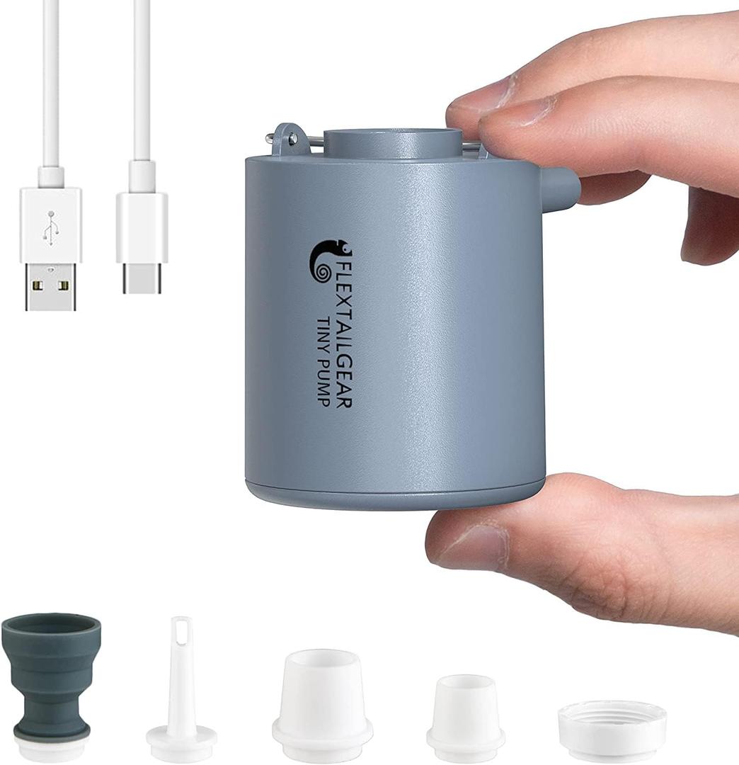 FLEXTAILGEAR Tiny Portable Air Pump Ultra-Mini, with 1300mAh Battery USB Rechargeable to Inflate Deflate for Pool Floats Air Bed / Mattress Swimming Ring Vacuum Storage Bags (Space Gray)