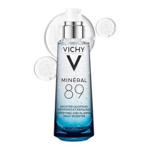 Vichy Mineral 89 Booster, Pure Hyaluronic Acid Serum for Face with Volcanic Mineral Water for Skin Barrier Repair, Plumps & Hydrates, Lightweight Moisturizing Gel, Oil-Free, Non-Sticky (2.5 Fl Oz (Pack of 1))