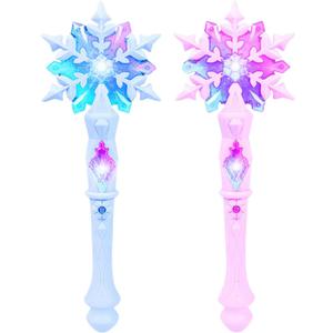2Pcs Light Up Snowflake Wand, Princess Wand with Sound for Kids Girls Toy Wands Christmas Party Favors Costume Cosplay Accessories Blue & Pink