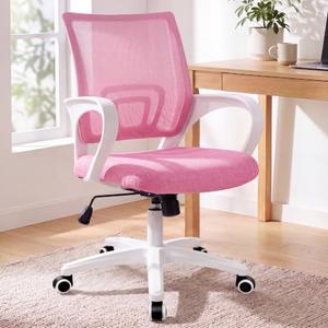 NEO CHAIR Office Computer Chair Ergonomic Mid-Back Mesh Desk Chair, Pink