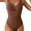 Eomenie Women's One Piece Swimsuit Tummy Control Bathing Suit Cutout Ruffle Slimming Swim Suit, 2XL