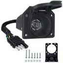 BFXM 4 Pin Flat to 7 Pin RV Blade Trailer Adapter, Vehicle-Side 4 Way to Trailer-Side 7 Way with Mounting Bracket, for Recreational Vehicle, Trailer, Truck