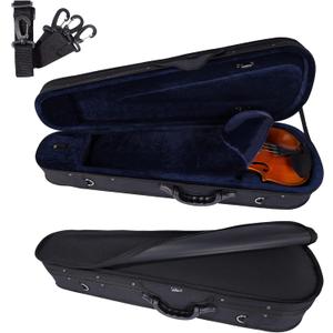 ADM 4/4 Full Size Violin Hard Case Basic Professional Triangular Shape Backpack, Super Light Suspension, Black