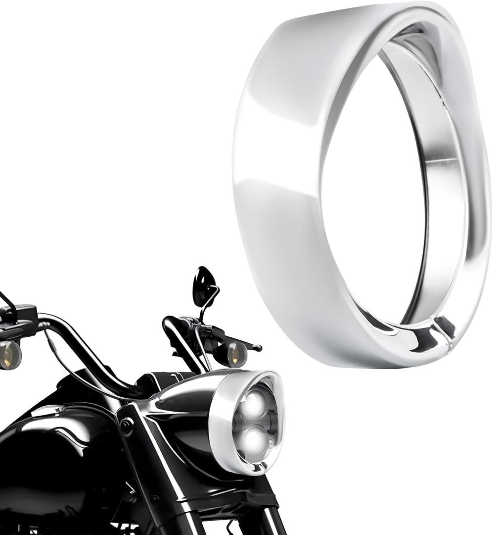 7 inch Headlight Visor Bezel for Harley, Chrome 7" Headlamp Visor Trim Bezel Decorate Cover Ring for Harley Trike Electra Glide Heritage Softail Touring Road KingAccessories