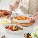 MALACASA Small Casserole Baking Dishes for Oven, Ceramic Oval Baking Dish Sets of 4, 8" x 5" Inch Au Gratin Baking Pans with Handles for Roasting, Lasagna, Pie, Baking Meat & Vegetables, White