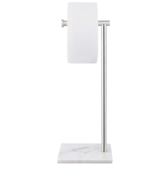 KES Natural Marble Toilet Paper Holder Stand Bathroom Tissue Roll Holder Freestanding SUS304 Stainless Steel Brushed Finish, BPH285S1-2 