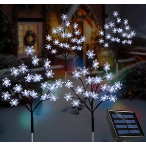 4-Pack 80LEDs Solar Christmas Snowflake Stake Lights, 8 Modes Solar Snowflake Christmas Decorations Outdoor Lights, Waterproof Outdoor Xmas Decorations for Garden Yard Pathway Walkway