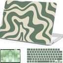 AKIT Compatible with MacBook Neo Case 13 inch 2026 Release A18 Pro, Unique Pattern Plastic Hard Shell Laptop Case+Screen Protector+Keyboard Cover for New MacBook Neo 13 inch A3404, Green Wave