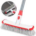 Floor Scrub Brush with Long Handle, Scrubbing Brush Squeegee Broom for Cleaning, 2 in1 Stiff Bristle Shower Scrubber Floor Squeegee for Pool Wall Tile(White)