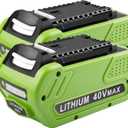 2 Pack 29472 6000mAh 40V Lithium Battery Replacement for GreenWorks 40V 29472 29462 2901319 24282 24252 21332 25322 20672 2101602 20312 24322 21362 26272 Batteries for Cordless Power Tools