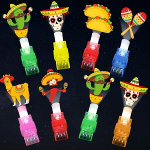 36 PCS Mexican Party Favors Fiesta LED Finger Lights, Glow in the Dark Fifth of MayDe Mayo Fiesta Party Finger Light Bulk for Chriatmas Goodie Treat Bags Stuffers Taco Birthday Party Supplies