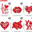 2 x Red Hearts Wine Glass Charms Markers Wine Cup Card Decoration Valentines Day Heart Love XOXO Red Lips Design for Drink Glass Identifiers Holiday Bar Party Decorations Accessorie-12Pcs