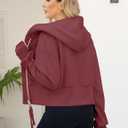 Arssm Cropped Hoodie Women Zip Up Long Sleeve Sweatshirts Casual Fashion Hooded Workout Jacket Crop Top (Red, XS)