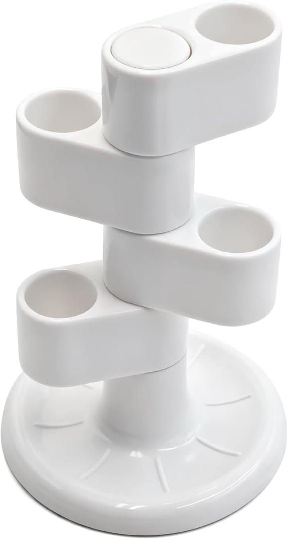 6 x Toothbrush Holders for Bathrooms 4-Tier Rotating Tooth Bursh Holder Countertop Toothbrush Holder Toothbrush Storage Organizer Toothbrush Stand Makeup Brush Holder Pen Holder Razor Holder (White)