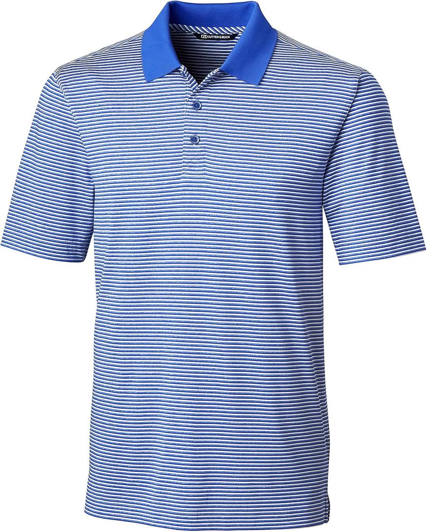 Cutter & Buck Men's Moisture Wicking UPF 50 Drytec Forge Tonal Stripe Polo Shirt (XX-Large, Chelan)