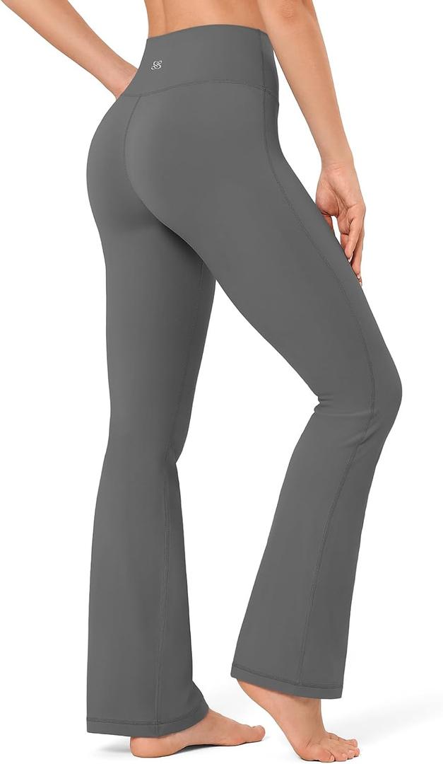 No Front Seam Flare Leggings for Women – High Waisted Bootcut Yoga Pants, Pilates Outfit for Casual Athleisure Wear