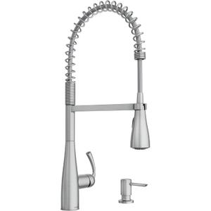 Moen Essie Spot Resist Stainless One-Handle High Arc Pre-Rinse Spring Pulldown Kitchen Faucet with Power Clean, 87814SRS