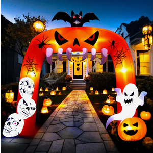 10 FT Halloween Inflatable Lighted Pumpkin Archway, Pumpkin Inflatable Arch Yard Decoration with Built-in LED Lights, Holiday Blow Up Archway for Halloween Party, Outdoor, Yard, Garden Decor