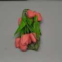 10-Heads Artificial Flowers PU Mini Real Touch Tulip Bouquets (Gradient Coral)