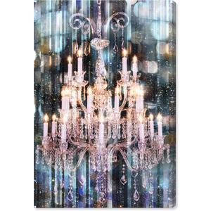 The Oliver Gal Artist Co. Fashion and Glam Wall Art Canvas Prints 'Diamond Covered Eyes' Chandeliers Home Dcor, 10" x 15", White, Blue (15L" x 10W")