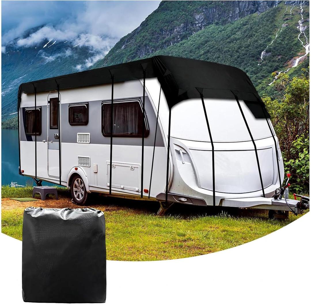 Rv Cover 210D Oxford Cloth Class C Rv Cover Wind, Rain and Snow Proof Rv Covers for Roof Only Rv Covers for Roof Only,Black-12m×3m
