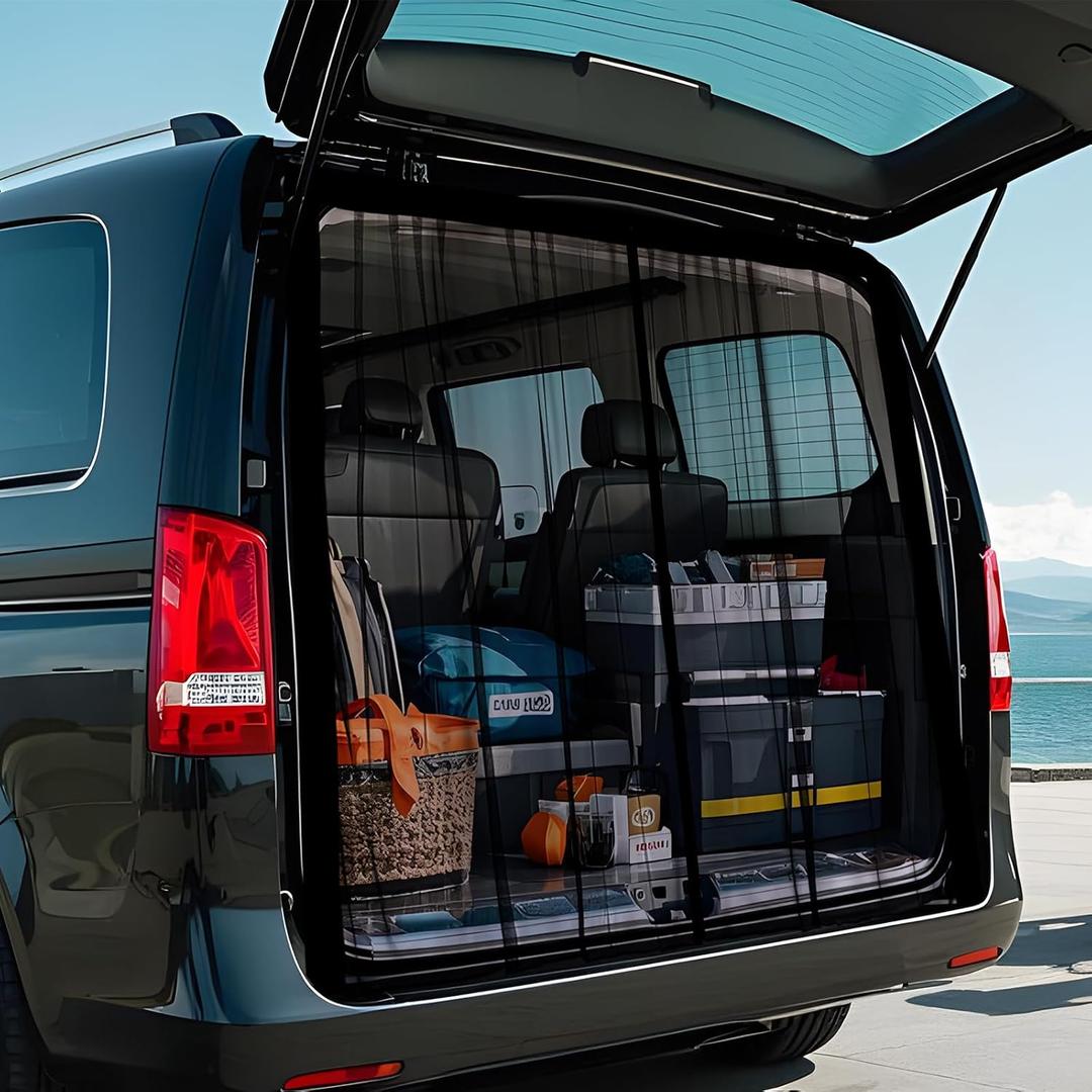 ZATOOTO Van Bug Screen Curtain Magnetic Rear Door Screen for Camping, RV Door Bug Net Center Magstripe Closure Universal for Mercedes Metris Ford Transit Connect Campervans, 61"(H) x 59"(W)