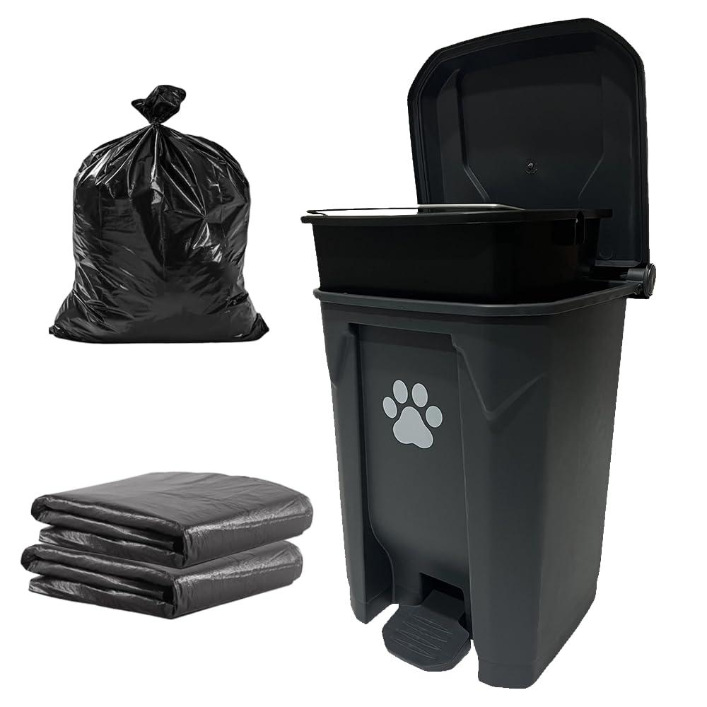 Dog Poop Trash Can Outside 20L with Waste Bags Outdoor Dog Poop Trash Can for Backyard with Lid Foot Pedal and Removable Inner Bucket
