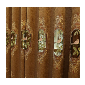 Set of 2 Panels Embroidered Birds 80% Blackout Curtains for Living Room Bedroom Dining Room Curtains & Drapes High-end Curtain with Grommet Top Brown Cloth 49W X 84 inch Length