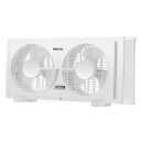 Holmes 9" Twin Blade Manual Window Fan, 2 Speeds, Reversible Airflow, 2 Extender Panels, White