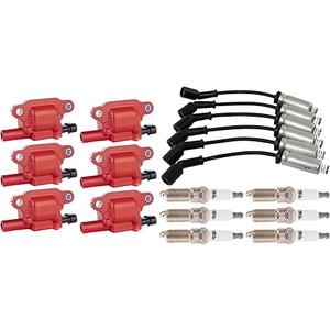 TRQ Ignition Kit Ignition Coil Spark Plugs Wire Set Compatible with 2014-2019 Chevrolet Silverado 1500 GMC Sierra 1500