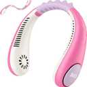 Kids Neck Fan, Portable Bladeless Neck Fan for Kids, 2600mAh Rechargeable Cooling Fan for 4-14Y Girls Boys, 4 Speeds & Lightweight Wearable Quiet Fan for Study/Camping/Travel (Pink & Purple)