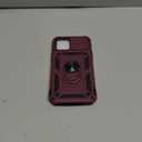 Janmitta Case for iPhone 12 & 12 Pro Phone Cover Built in Slide Camera Lens Cover+Screen Protector,Heavy Duty Shockproof Full Body PhoneCase with Finger Ring Holder Kickstand,Wine Red