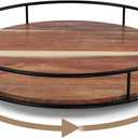 13 Inch Lazy Susan Organizer with Steel Frame for Kitchen,Acacia Wood Turntable for Cabinet,Pantry,Table,Pantry,Countertop,Refrigerator,Spice Rack