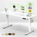 Veken 55 Inch Large Electric Standing Desk, Gaming Table, White, 55×23.6 Inch