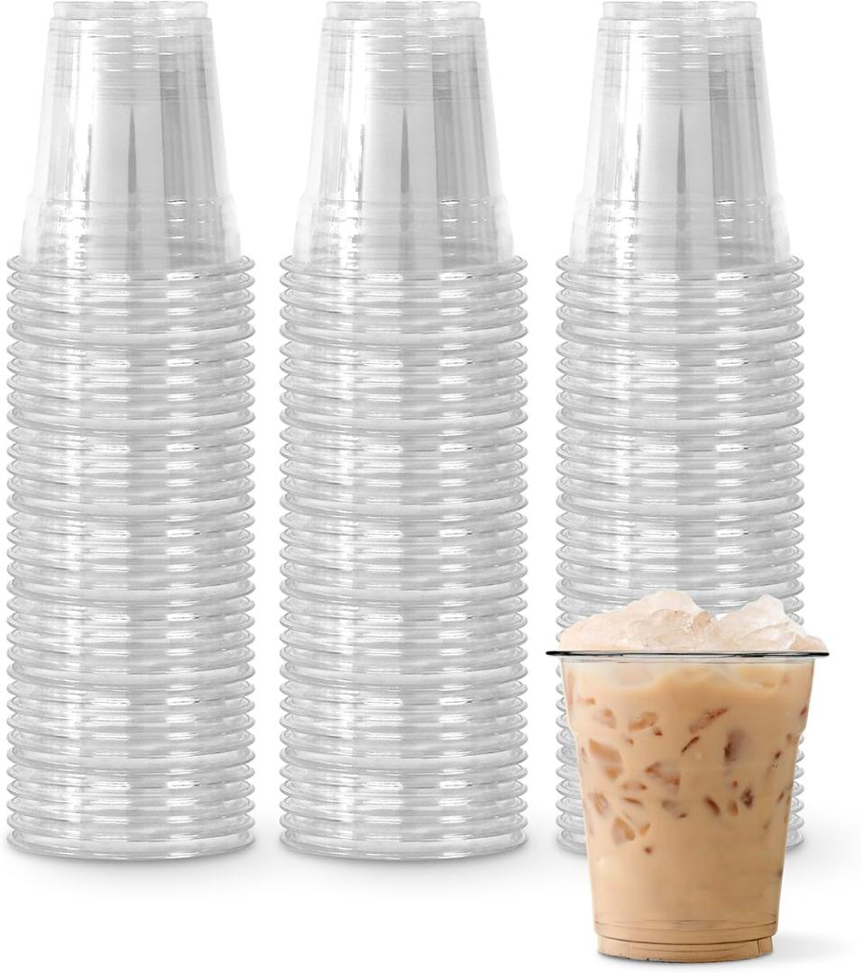 [200 COUNT] HAKOWARE 8 oz Ultra Clear Disposable Plastic Cold Cups, Disposable Cups 8 oz for Wedding & Party, Plastic Cocktail Cups, Disposable Clear Cups for Iced Coffee & Cold Beverage
