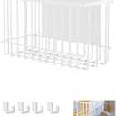 Magnetic Basket Kitchen Refrigerator Organizer Foil and Plastic Wrap Organizer for Fridge Heavy Duty Metal Storage (10.25"L x 3.2"W x 6"H, White)