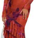 ZESICA Women's Floral Bodycon Maxi Dresses 2025 Fall Boho Long Sleeve Mesh Ruffle Mermaid Wedding Cocktail Party Dress (Orange Red, Small)