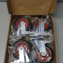 5" Swivel Caster Wheels with Safety Dual Locking and Rubber Tire Wheels, Heavy Duty - 350 Lbs Per Caster for Workbench, Cart, Trolley, Dolly, Cabinet, Compact Rubber Castor Wheels, 4-Packs