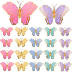Wettarn 20 Pcs Butterfly Centerpieces for Tables Butterfly Party Decorations 3D Golden Butterfly Table Toppers Centerpiece for Girl Party Birthday Baby Shower (Mix Color,12 x 9 In,10 x 7 In)